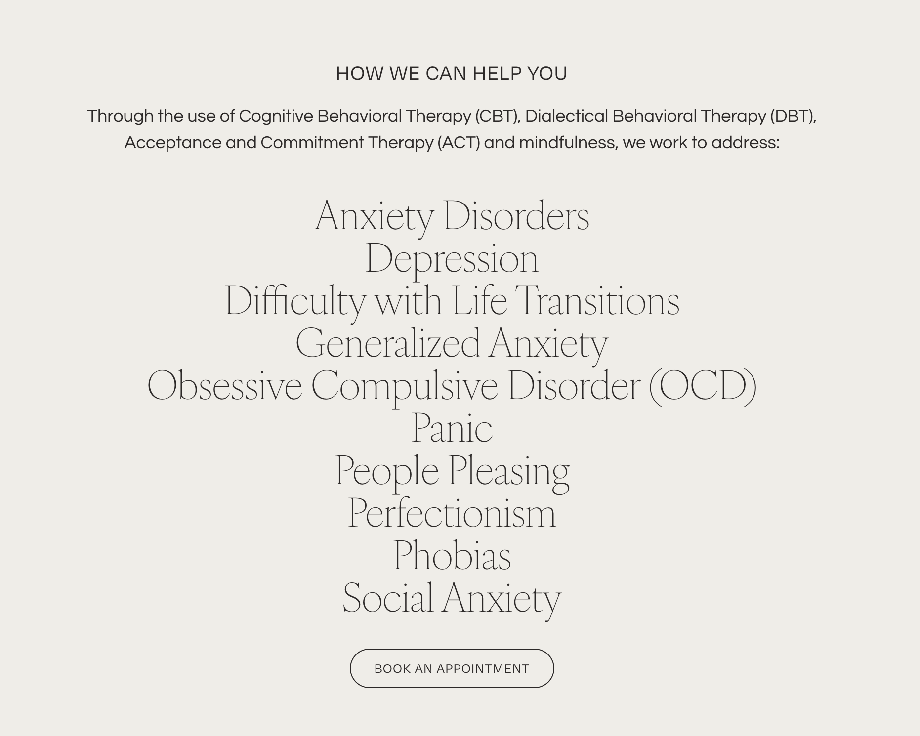 specialties in therapist website design on wordpress