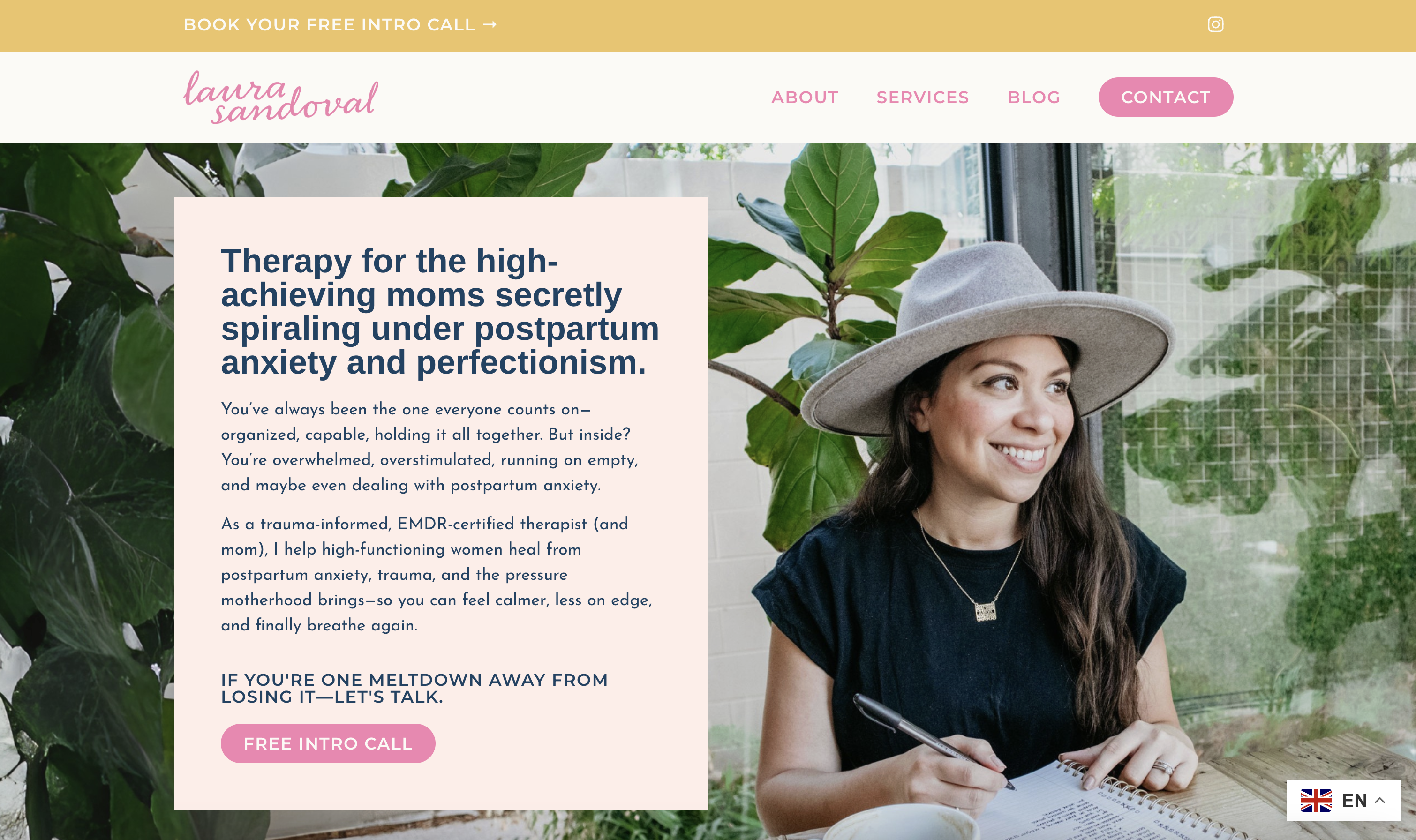 therapist websites by studio adagio, Laura Sandoval therapy homepage